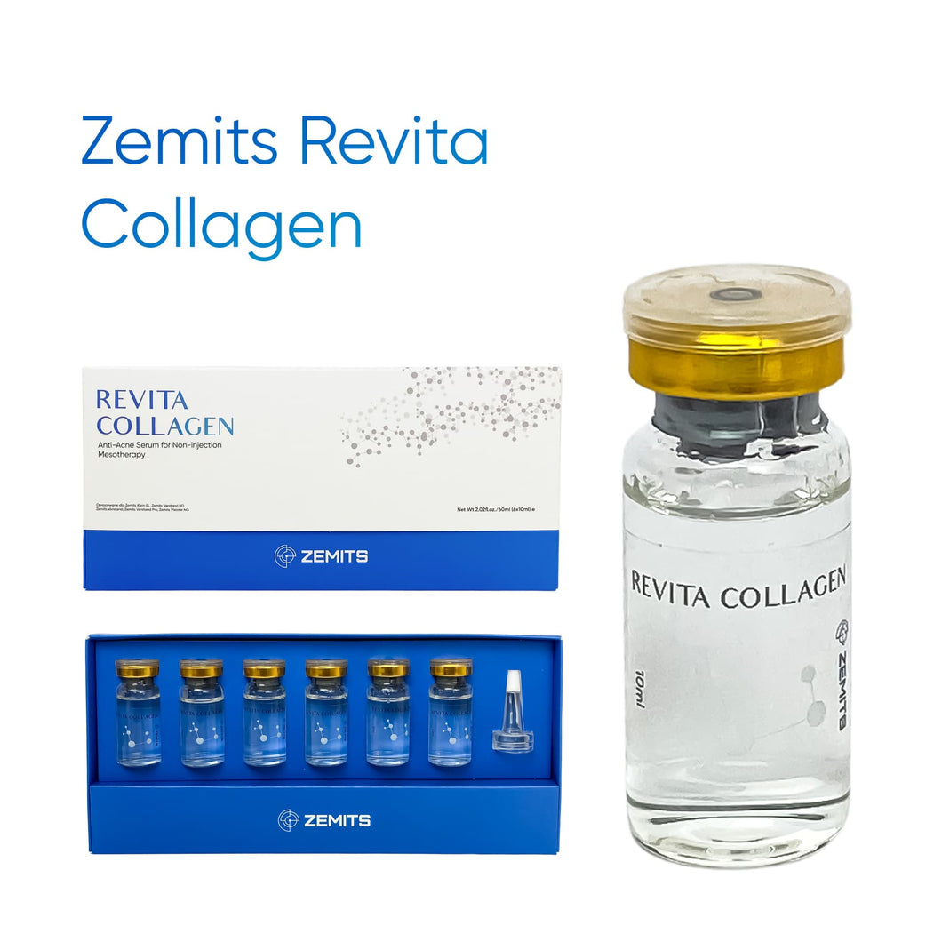 Zemits RevitaCollagen Collagen-Boosting Serum for Non-injection Mesotherapy (Electroporation) 6 Ampoules of 10 ml each